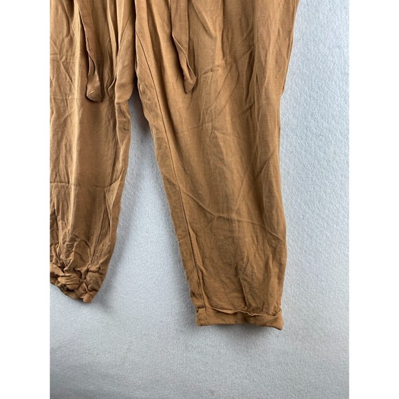 Ann Taylor Loft Pants Womens 14 Brown Paperbag Ankle Cuffed Tie Front Casual - Picture 5 of 16
